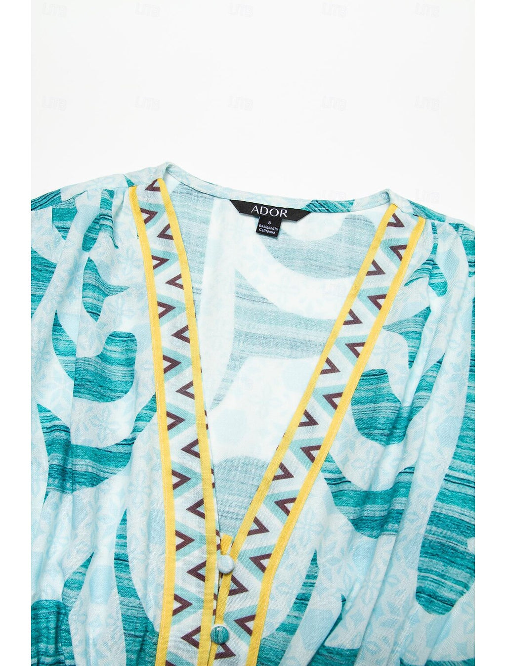 Puff Sleeve V Neck Midi Dress