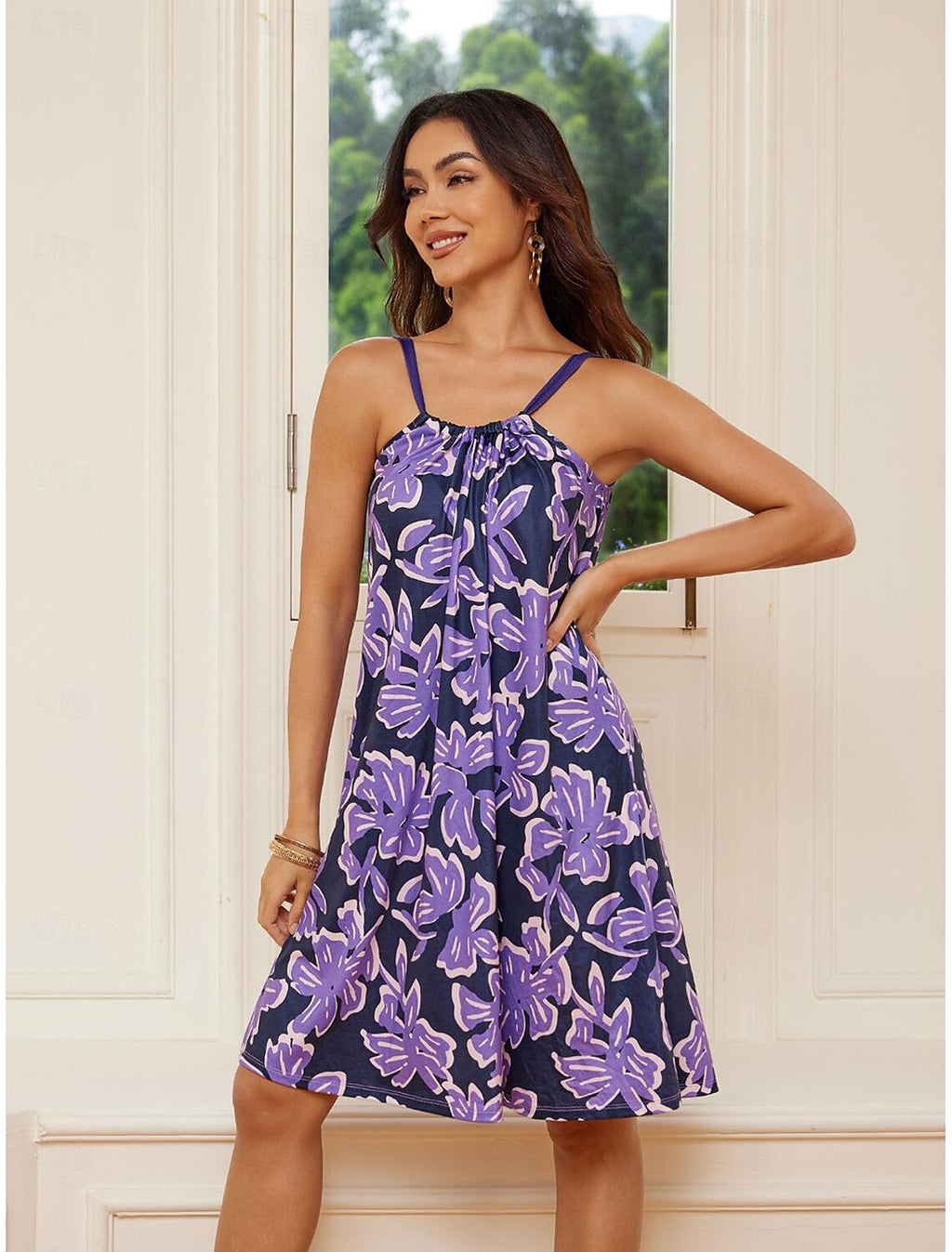 Women's Print Strap Mini Dress Sleeveless Summer