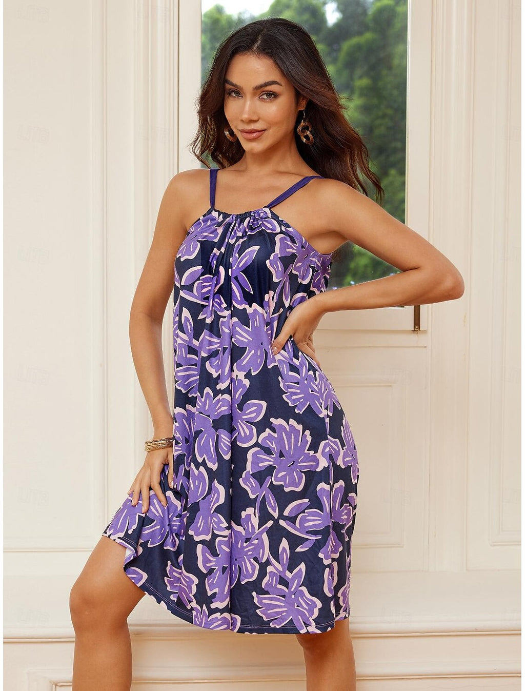 Women's Print Strap Mini Dress Sleeveless Summer